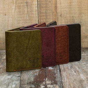 Cartera plegable / Cuero italiano hecho a mano / Regalo para hombres