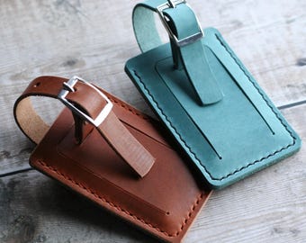 Personalised luggage tag | Holiday accessory | Cowhide leather