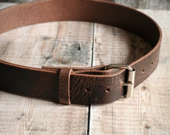 1 1/2” Handmade buffalo leather belt | Bespoke full grain leather belt | Made to measure