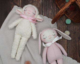 PDF Sewing Pattern BUNDLE - Cuddly Plush Bunny & Lamb Doll, Instant Download - ENGLISH