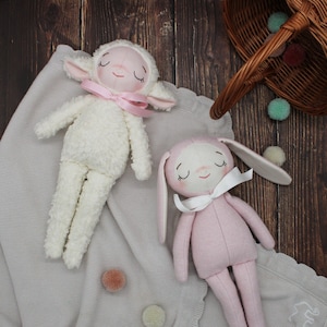 PDF Sewing Pattern BUNDLE Cuddly Plush Bunny & Lamb Doll, Instant Download ENGLISH image 1