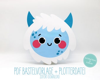 Yeti / Monster Laterne - PDF Bastelvorlage inklusive Anleitung zum Sofort-Download  + Plotterdatei