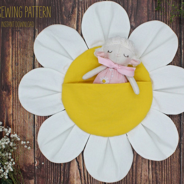 PDF Sewing Pattern - Little Baby Lamb with Flower Sleeping Bag / Wall Hanging Basket / Wall Toy Storage- Instant Download - ENGLISH