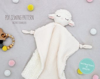 PDF Sewing Pattern - Lamb Lovey, Baby Comfort Blanket, Instant Download