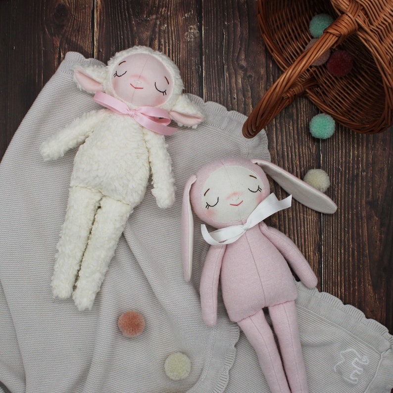 PDF Sewing Pattern BUNDLE Cuddly Plush Bunny & Lamb Doll, Instant Download ENGLISH image 1