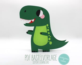 Dino Laterne - PDF Bastelvorlage inklusive Anleitung zum Sofort-Download