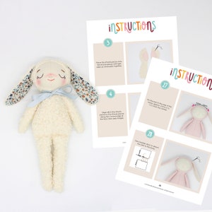 PDF Sewing Pattern BUNDLE Cuddly Plush Bunny & Lamb Doll, Instant Download ENGLISH image 3