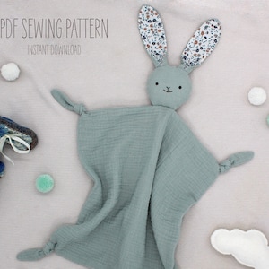 PDF Sewing Pattern - Bunny Lovey, Baby Comfort Blanket, Instant Download - ENGLISH