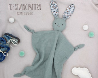 PDF Sewing Pattern - Bunny Lovey, Baby Comfort Blanket, Instant Download - ENGLISH