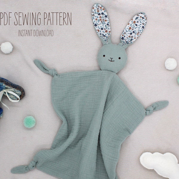 PDF Sewing Pattern - Bunny Lovey, Baby Comfort Blanket, Instant Download - ENGLISH