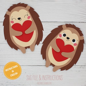 Carte hérisson - fichier SVG avec instructions étape par étape - Cricut - téléchargement immédiat