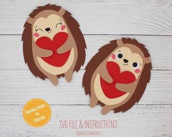 Hedgehog Card - SVG File with Step-by-Step Instructions - Cricut -Instant Download