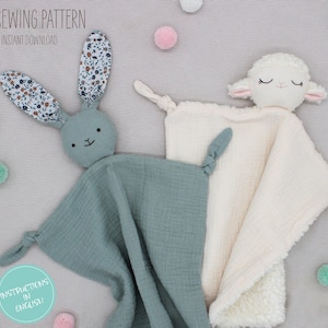 PACCHETTO di modelli di cucito in formato PDF - Bunny Lovey & Lamb Lovey, copertina per neonati, download immediato