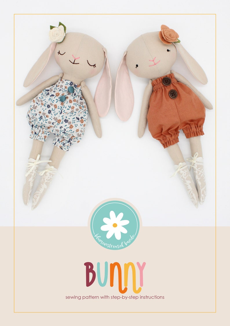 PDF Sewing Pattern Bunny with Bloomers, Socks, Flower Clip, Instant Download ENGLISH zdjęcie 2