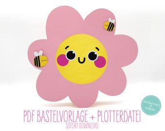 Blumen Laterne - PDF Bastelvorlage inklusive Anleitung zum Sofort-Download  + Plotterdatei