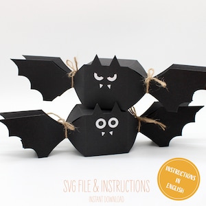 Szablon pudełka na prezent Bat Cracker, Halloween Cracker - Plik do cięcia SVG i instrukcje dotyczące tworzenia