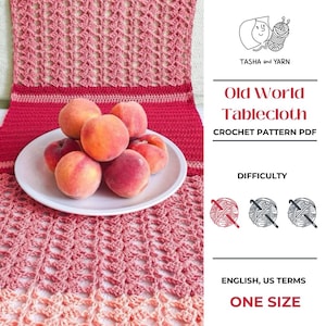 Crochet Pattern PDF: Old World Tablecloth, Colorful Stripes with Lacy Texture, One Size