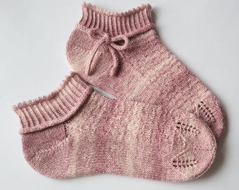 2 Floral Ankle Sock Knitting Patterns: Japanese Inspired Romantic Socks (PDF Bundle in ENGLISH, Medium Size)