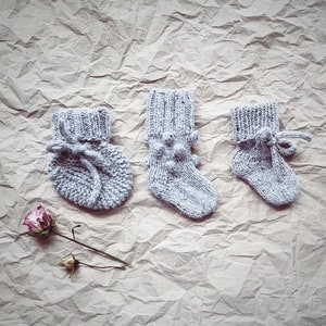 3-in-1 Baby Sock Knitting Patterns Bundle – 3 PDF Patterns for Newborn Wool Socks – Instant Download – DIY Baby’s First Socks