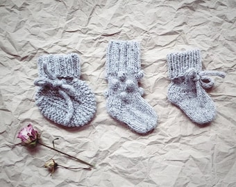 Baby Sock Knitting Patterns Bundle: Bow Booties & Bobble Socks (PDF Download in ENGLISH)