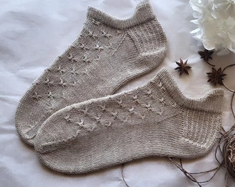 Ankle Socks Knitting Pattern - PDF in ENGLISH - Women's Short Socks with Heel Tab Starlit Elegance Socks