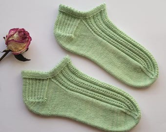 Ribbed Ankle Socks Knitting Pattern: Picot Edge (PDF Pattern in ENGLISH)