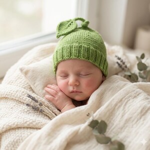 Baby leaf hat modelling