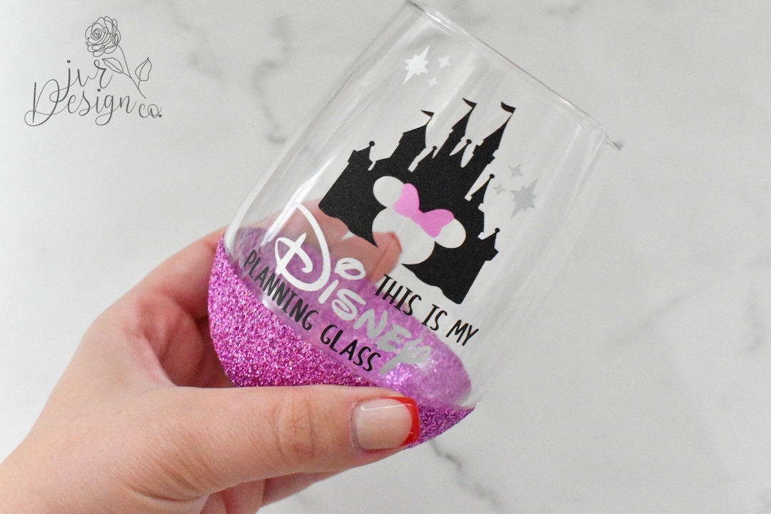 This is My Disney Planning Glass Stemless GLASS Wine Glass Glitter