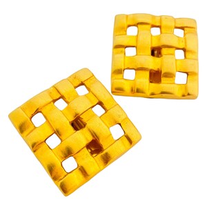 Vintage gold matte modernist designer runway clip on earrings