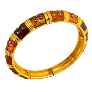 Vintage JOAN RIVERS gold enamel stretch designer runway bracelet