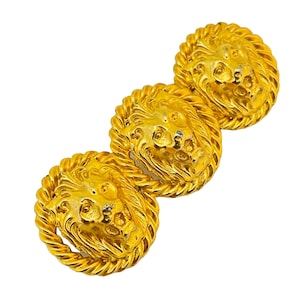 Vintage ANNE KLEIN gold lions head designer runway brooch