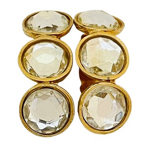 Vintage DAUPLAISE gold rhinestone designer runway clip on earrings