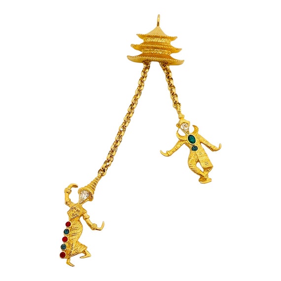 Vintage Kjl KENNETH JAY LANE Asian pagoda dancers… - image 1