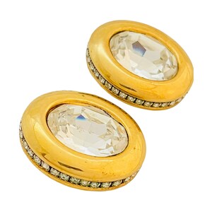 Vintage SWAROVSKI gold crystal designer runway clip on earrings