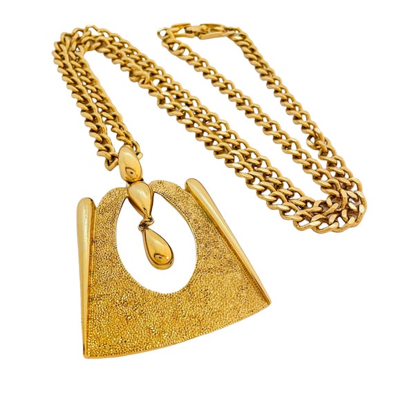 Vintage MONET gold chain pendant designer runway … - image 1