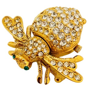 Vintage JOAN RIVERS gold rhinestone designer runway brooch watch