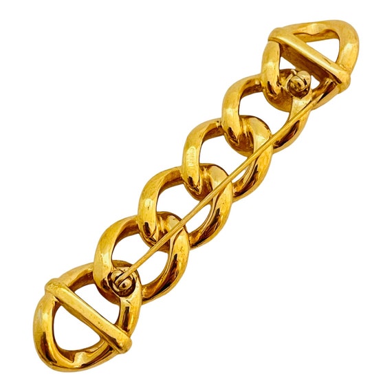 Vintage MONET gold chain designer runway brooch - image 2