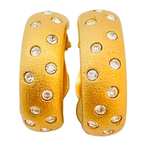 Vintage SWAROVSKI gold crystals designer runway clip on earrings