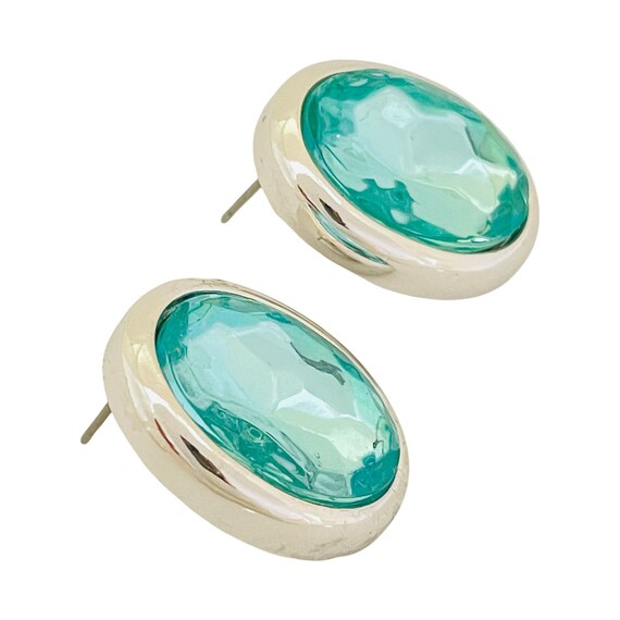 Vintage Kjl KENNETH JAY LANE silver blue glass de… - image 2