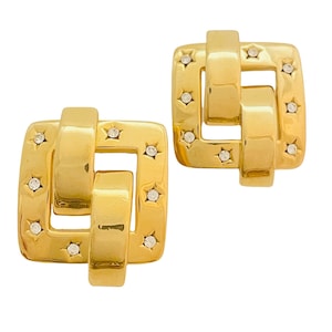 Vintage JOAN RIVERS enorme strass d&#39;oro modernista designer passerella orecchini