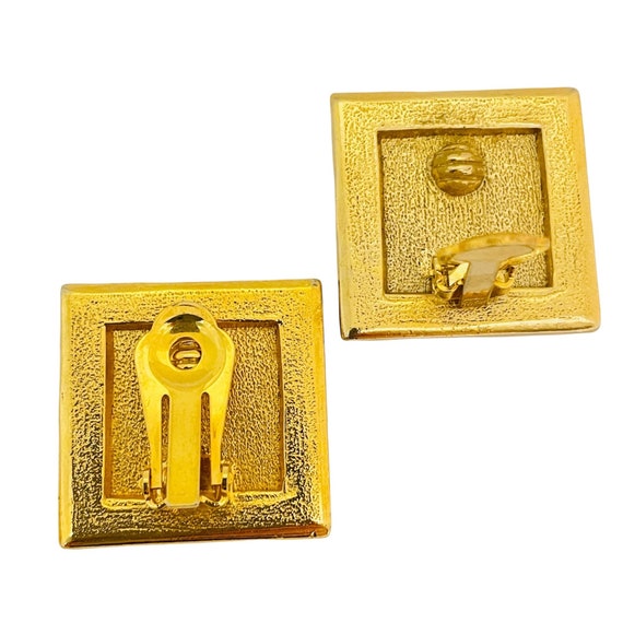 Vintage gold rhinestone enamel designer runway cl… - image 4