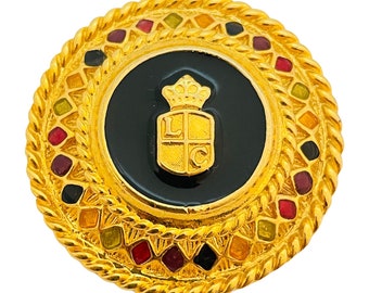 vintage LIZ CLAIBORNE or émail massif broche de défilé designer