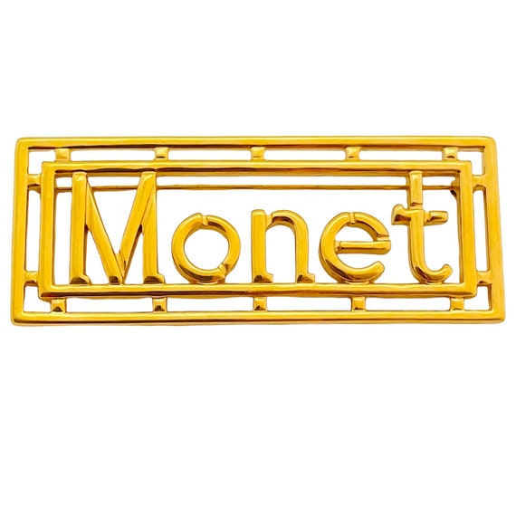 Vintage MONET signed gold designer runway brooch