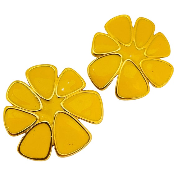 Vintage MONET gold yellow enamel flower designer … - image 1
