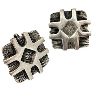 Vintage VENDOME silver modernist designer runway clip on earrings