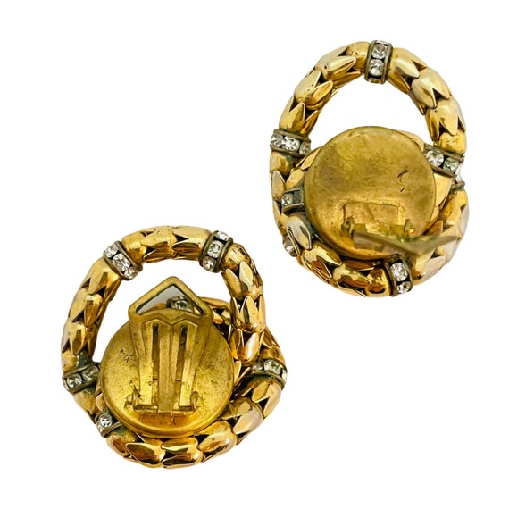 Vintage gold tulip beads rhinestone designer runw… - image 4