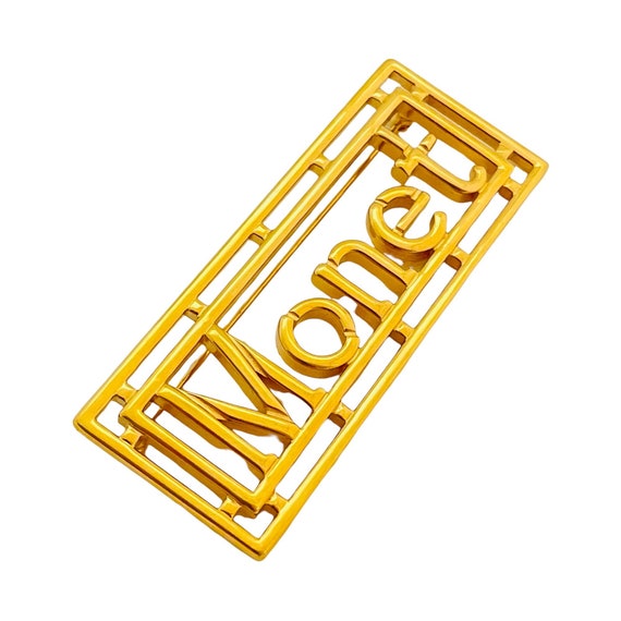 Vintage MONET signed gold designer runway brooch - image 2