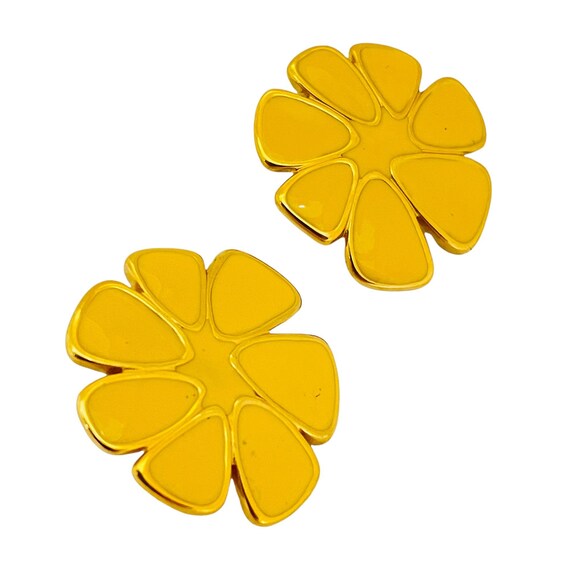 Vintage MONET gold yellow enamel flower designer … - image 2