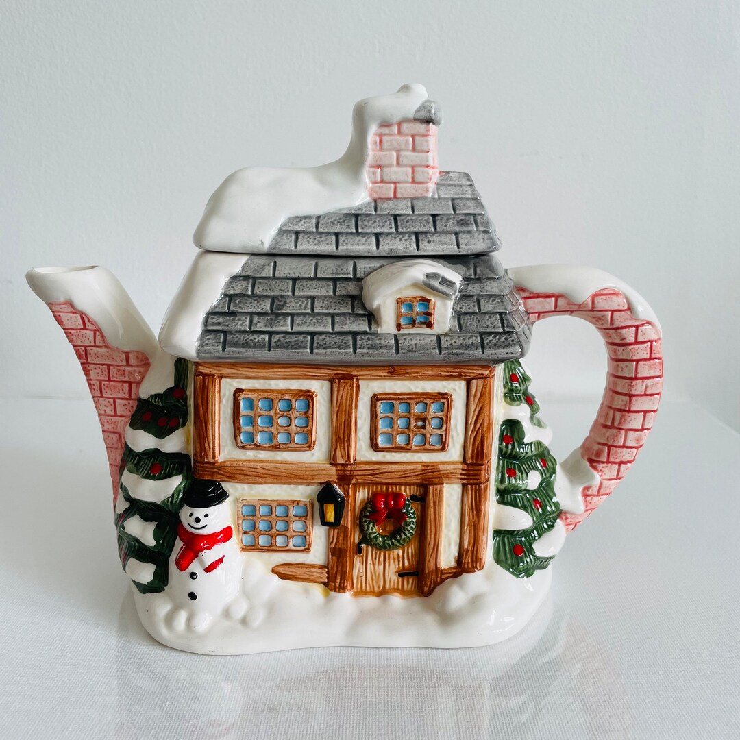 Vintage Western House the Village Teapot. Collectable Winter Etsy