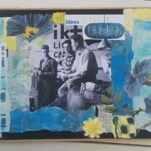 Ideas in Amsterdam.. Acrylic collage on wood, vintage, wall decoration, wall art